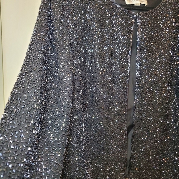 Vintage Cecily Brown Beaded Navy Blue Silk Jacket Sz XL - Picture 3 of 14